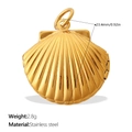 Pendentif médaillon coquillage en acier inoxydable doré pour création de bijoux - Style Forme Coquille Saint-Jacques en Acier Inoxydable Doré (PJ1140G)