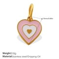 Pink and white heart charm pendant in 18K gold plated stainless steel, 10mm size - Heart Gold (PJ1127PWG)