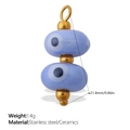 Blue ceramic evil eye charm with 18K gold plated stainless steel, 21.8mm length - Evil Eye Light Blue Style (PJ1014BEG)