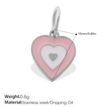 Three-layer heart pendant in pink and white enamel stainless steel with 10mm size - Heart Silver (PJ1127PWS)