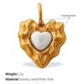 Pendentif cœur en acier doré avec incrustation de nacre blanche et texture de lave - Style Coeur en Acier Inoxydable Doré avec Nacre Lava (PJ1142WEG)