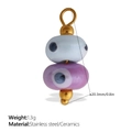 Handmade ceramic evil eye star pendant with purple and white beads and gold steel trim - Evil Eye White And Purple Style (PJ1014LBPG)