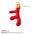 Red enamel coral pendant in 18K gold plated stainless steel, 27mm jewelry charm - Red Coral (PJ1128RDG)