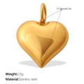 Pendentif cœur poli de 17,9 mm en acier inoxydable doré pour la création de bijoux - Style Coeur 3D en Acier Inoxydable Doré (PJ1144G)