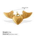 Vintage 18K gold-plated stainless steel heart with wings pendant for DIY jewelry - Heart With Double Wings Style (PJ1065G)