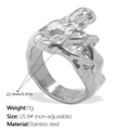 Irregular lava texture ring in silver stainless steel, US size 8, 11g industrial style - Size 8 / Wide Lava Texture (JZ150) / Silver