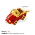 Red car pendant charm in 18K gold plated stainless steel with dripping oil finish - Car Gold (PJ1131RDG)