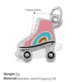 Pink and blue roller skate pendant in stainless steel with colorful oil drip finish - Roller Skate Silver (PJ1132PBOS)