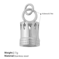 Silver crown-shaped stainless steel pendant with dimensions and weight details - Silver Relief Crown Style (PJ1070S)