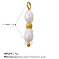 Elegant white freshwater pearl and gold stainless steel fish theme pendant charm - Alternating Pearl Pendant (PJ1119WEG)