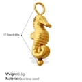 Polished stainless steel seahorse pendant in gold finish, height 17.5mm weight 0.8g - Sea Horse Style (PJ769G)
