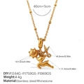 Golden stainless steel necklace set with rhinestone animal pendants and sun charms - Sun Deer Scissors Set (XL570G1.5MM-PJ164G-PJ759GS-PJ969GS)