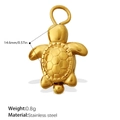 Gold stainless steel sea turtle pendant for DIY jewelry making with shell texture - Sea Turtle Style (PJ770G(1))