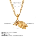 18K gold plated stainless steel necklace with crystal butterfly and turtle charms - Butterfly & Turtle (XL582G3MM-PJ272G-PJ557WEG)
