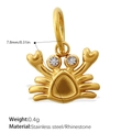 Golden stainless steel crab pendant with sparkling rhinestones for jewelry making - Rhinestone Crab Style (PJ771WEG(1))