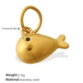 Golden stainless steel whale pendant with black stone inlay and ocean theme design - Goldfish Style (PJ711G)