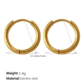 Klassieke gouden roestvrijstalen creolen met 15,3 mm diameter en 1,8 g gewicht - Gouden Oorbellen (EH1174G)