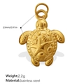 Golden stainless steel sea turtle charm with ocean patterns for DIY jewelry making - Embossed Turtle Style (PJ653G(1))