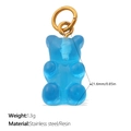 Blue resin gummy bear charm with golden metal loop and measurements of 21.6mm and 1.3g - Light Blue