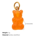 Orange candy gummy bear pendant with golden ring, 21.6mm resin charm weighing 1.3g - Orange (PJ1174OEG)
