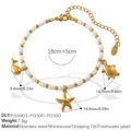 Ocean theme pearl bracelet with 18K gold dolphin starfish charms and adjustable chain - Whale Starfish And Turtle Style (SL115WEG4)