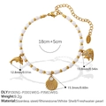 Ocean themed freshwater pearl bracelet with 18K gold plated dolphin and shell pendants - Dolphin Tropical Fish And Scallop Style (SL115WEG5)