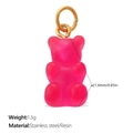 Pink gummy bear resin pendant with stainless steel loop for creative DIY jewelry making - Rose Red (PJ1174RRG)