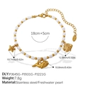18K gold plated dolphin and starfish charm bracelet with freshwater pearls and sea charms - Starfish Tropical Fish And Whale Style (SL115WEG6)