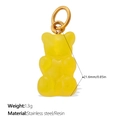 Yellow gummy bear resin pendant with stainless steel gold ring, size 21.6mm - Yellow (PJ1174YWG)