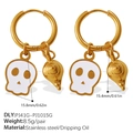 18K vergulde roestvrijstalen oorringen met schedel en schelp hangertjes - Schedel En Schelp Stijl (PJ41G-PJ1015G)