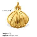 Polished gold scallop shell pendant in stainless steel, 17.8mm ocean theme DIY charm - Polished Scallop Style (PJ715G(1))