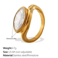 Goldener Edelstahlring mit einem 10mm Marquise-Strassstein in der Größe US 6 - US 6# / Große Marquise Gold (JZ151G6)