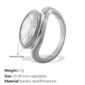 Silberner Edelstahlring unregelmäßig mit marquise-geschliffenem Strassstein in US-Größe 6 - US 6# / Große Marquise Silber (JZ151S6)