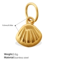 Golden stainless steel shell pendant for bracelets with polished radial texture - Mini Shell Style (PJ173G(1))