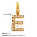 Letter E gold-plated stainless steel pendant with sparkling rhinestones for personalized jewelry - Rhinestone Letter E Style (PJ1146WEGE)