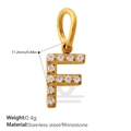 18K gold plated stainless steel letter F pendant with rhinestones and a polished finish - Rhinestone Letter F Style (PJ1146WEGF)