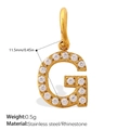 Polished 18K gold plated stainless steel letter G pendant with sparkling rhinestones - Rhinestone Letter G Style (PJ1146WEGG)