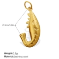 Gold stainless steel marine style shrimp pendant charm with measurements and weight - Shrimp Style (PJ643G(1))