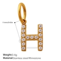Sparkling gold letter H pendant in 18K plated stainless steel with white rhinestones - Rhinestone Letter H Style (PJ1146WEGH)