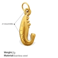 Golden stainless steel shrimp pendant 21.3mm DIY jewelry charm for bracelets - Simulated Shrimp Style (PJ648G)