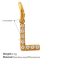 18K gold plated stainless steel letter L charm with sparkling white rhinestones - Rhinestone Letter L Style (PJ1146WEGL)