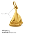 Gold stainless steel sailboat pendant with dimensions and weight on white background - Sailing Boat Style (PJ756G(1))