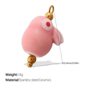 Pink bird-shaped ceramic bead charm with stainless steel gold accents and red eye detail - 22.8mm / Pink Bird Style (PJ1175PKG)