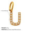 Letter U alphabet pendant in 18K gold plated stainless steel with clear rhinestones - Rhinestone Letter U Style (PJ1146WEGU)