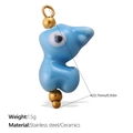 Blue ceramic evil eye charm with stainless steel clasp and a golden bead detail - Blue Eye Style (PJ1176BEG)