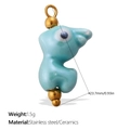 Cute blue ceramic fish charm for DIY jewelry with stainless steel beads and hooks - 23.7mm / Light Blue Fish Style (PJ1176BGG)
