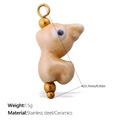 Cute yellow ceramic creature charm with golden stainless steel accents for DIY jewelry - Yellow Cartoon Style (PJ1176BNG)