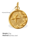 Golden stainless steel starfish pendant with wave texture measuring 19.2mm in diameter - Starfish Disc Style (PJ765G(1))