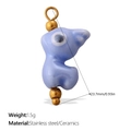 Light blue ceramic animal charm with big eye design and golden stainless steel loop - 23.7mm / Light Blue Eye Style (PJ1176PBG)