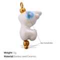 Abstract ceramic bead pendant with blue eye pattern and gold stainless steel accents - White Eye Pattern Style (PJ1176WBG)